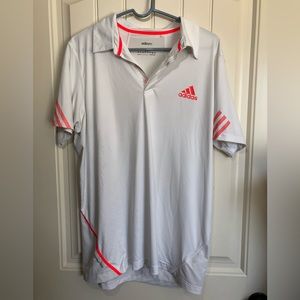 Adidas Adizero Men’s White and orange, Golf Polo Shirt, Size Large